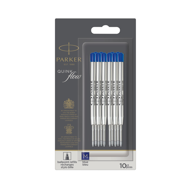 Balpenvulling Parker Quinkflow medium blauw blister à 10 stuks afbeelding