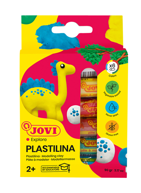 Boetseerklei Jovi plastalina 15gr standaard kleuren assorti etui à 6 stuks afbeelding