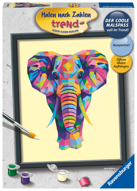 Schilderen op nummer Ravensburger Bonte olifant afbeelding