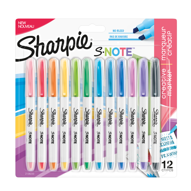 Markeerstift Sharpie S-note assorti blister à 12 stuks afbeelding