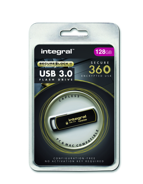 USB stick 3.0 Integral Secure 360 USB-A 128GB zwart — Foto 2 van 2