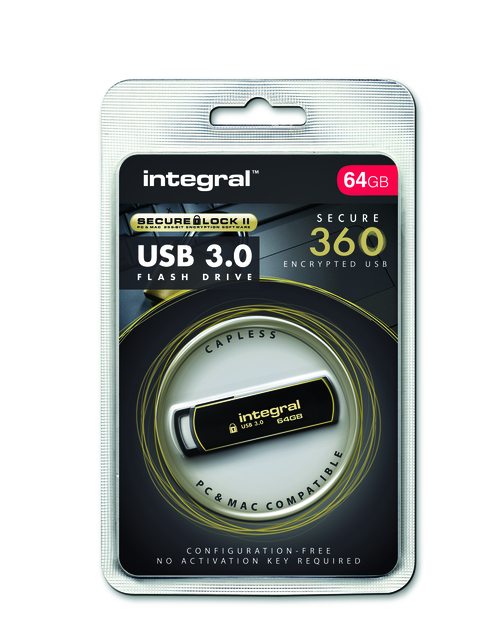 USB stick 3.0 Integral Secure 360 USB-A 64GB zwart — Foto 2 van 2
