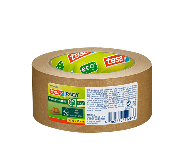 Verpakkingstape tesapack® Papier Standard ecoLogo 50mx50mm bruin afbeelding