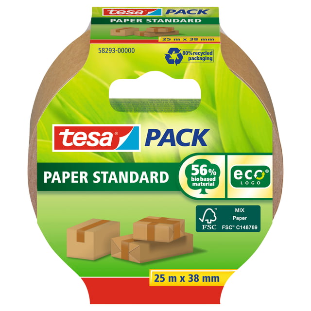 Verpakkingstape tesapack® Papier Standard ecoLogo 25mx38mm bruin afbeelding