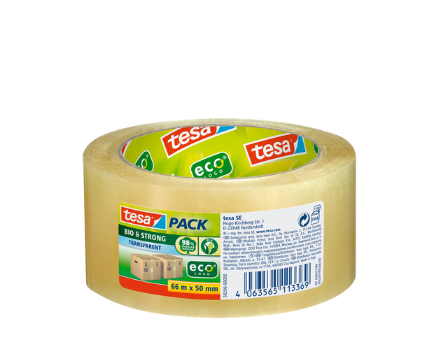 Verpakkingstape tesapack® Bio & Strong 66mx50mm transparant afbeelding