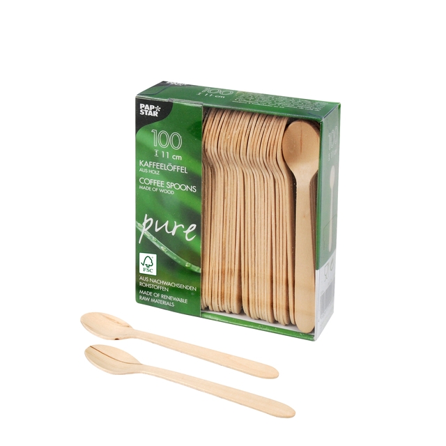 Koffielepel Papstar 110mm hout 100 stuks — Foto 2 van 2