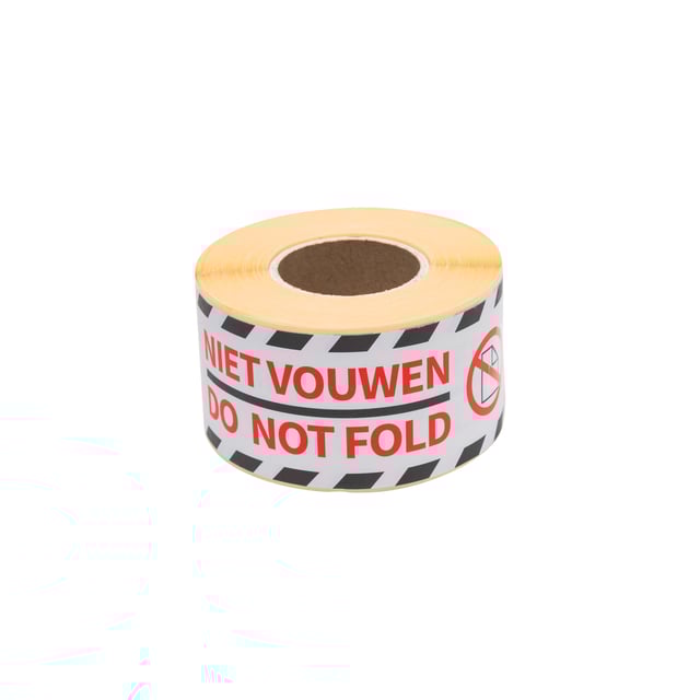 Waarschuwingsetiket Rillprint do not fold 46x125mm wit 250 stuks afbeelding