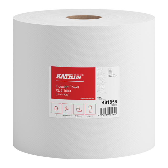 Poetspapier Katrin Industrial extra groot 2-laags 1000 vel wit 481856 afbeelding