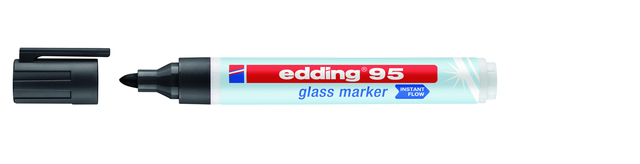 Viltstift edding 95 glasbord rond 1.5-3mm zwart afbeelding