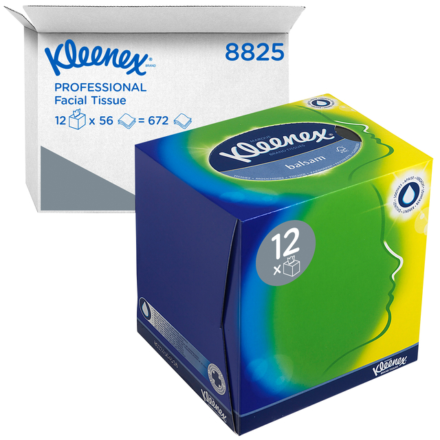 Facial tissues Kleenex kubus 3-laags 56 vel wit 8825 afbeelding