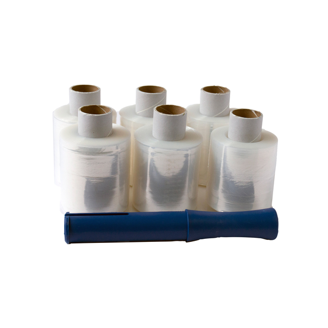 Wikkelfolie IEZZY 100mmx250m 20mu met afroller transparant pak à 6 rollen afbeelding