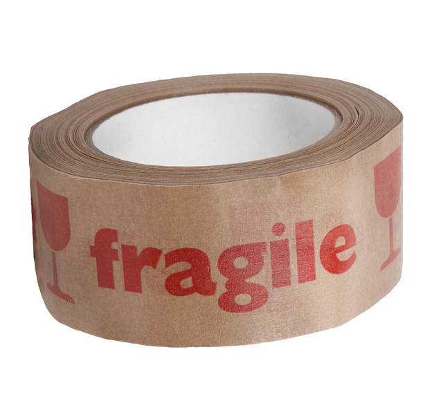 Waarschuwingstape IEZZY 50mmx50m 80% gerecycled papier bruin rood afbeelding
