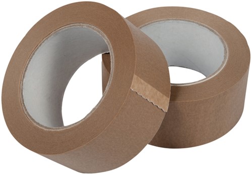 Verpakkingstape IEZZY papier 50mm x 50 meter 80p gerecycled papier bruin