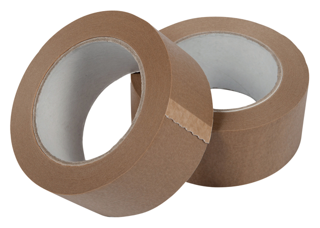 Verpakkingstape IEZZY papier 50mm x 50 meter 80p gerecycled papier bruin afbeelding