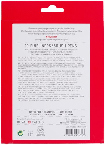 Duotip Bruynzeel Expression fineliner en brushpen assorti 12 stuks-2