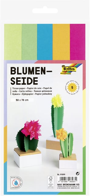 Zijdevloeipapier Folia 50x70cm 20gr neon assorti 5 vel afbeelding