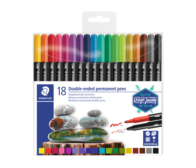 Viltstift Staedtler Design Journey permanent dubbele punt 18 kleuren afbeelding