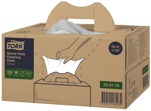 Reinigingsdoek Tork W7 Premium Heavy-Duty dispenserdoos 1-laags 120 vel wit 530176 afbeelding