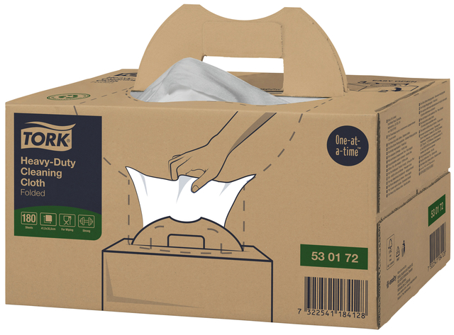 Reinigingsdoek Tork W7 Premium Heavy-Duty dispenserdoos 1-laags 180 vel wit 530172 afbeelding