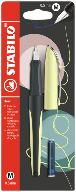 Vulpen STABILO Flow medium pastel geel blister à 1 stuk afbeelding