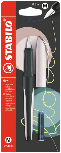 Vulpen STABILO Flow medium pastel rooskleurig blister à 1 stuk afbeelding