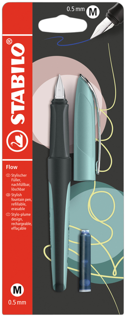 Vulpen STABILO Flow medium pastel turquoise blister à 1 stuk afbeelding