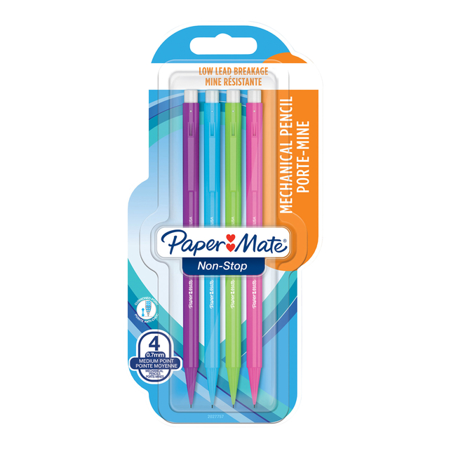 Paper Mate Vulpotlood non stop 0.7mm HB assorti blisterà 4 stuks