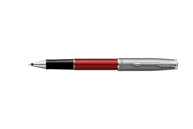 Rollerpen Parker Sonnet Sand Blasted Metal & Red Lacquer F afbeelding