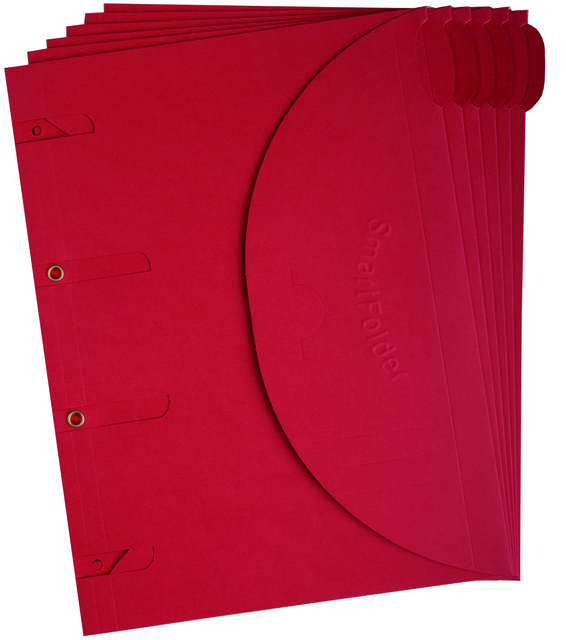 Smartfolder geperforeerde opbergmappen A4 Rood 6 stuks afbeelding