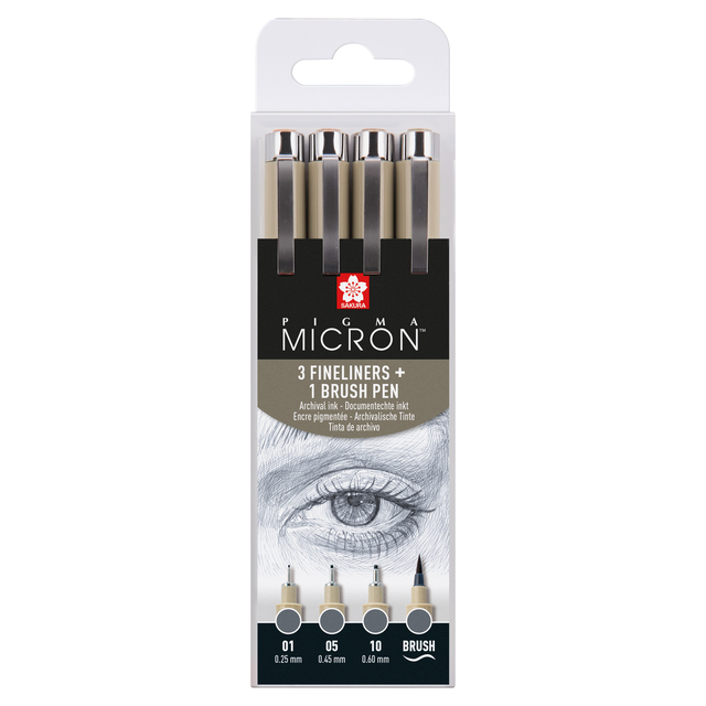 Fineliner Sakura Pigma Micron koelgrijs set 4 maten afbeelding