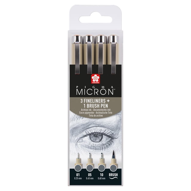 Fineliner Sakura Pigma Micron koelgrijs set 4 maten afbeelding