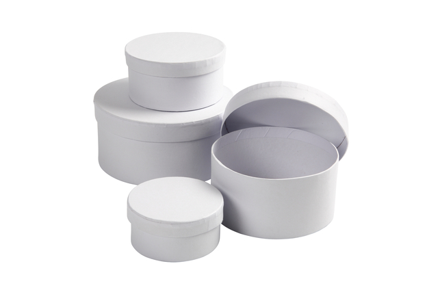 Doos Creativ Company rond 4 stuks Ø 8, 10, 12, 14cm, hoogte 4, 5, 6, 7cm wit afbeelding