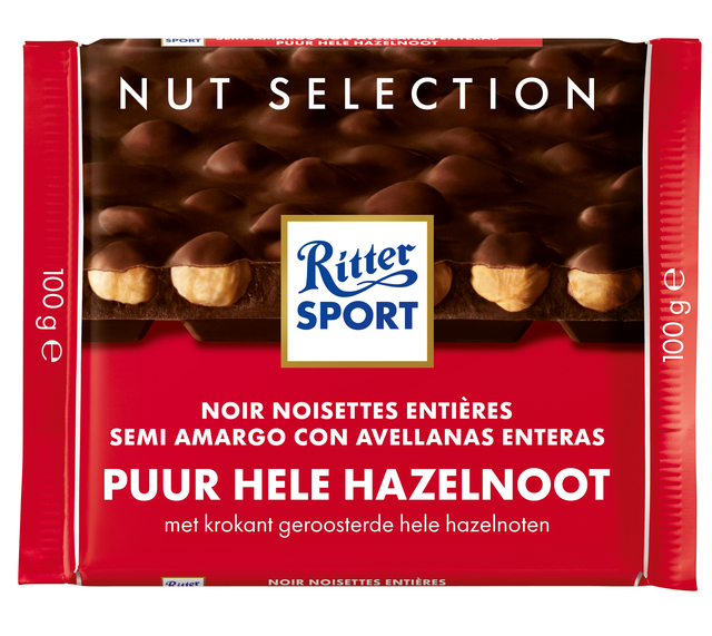Chocolade Ritter Sport puur-hele hazelnoot 100gr afbeelding