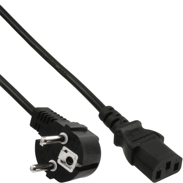 Kabel inLine STROOM C13 recht - CEE7/7 haaks 1,8 meter zwart afbeelding