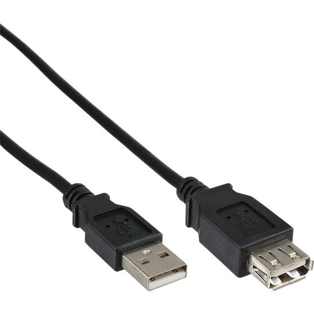 Kabel inLine verlengkabel USB-A 2.0 M/V 1,8 meter zwart afbeelding