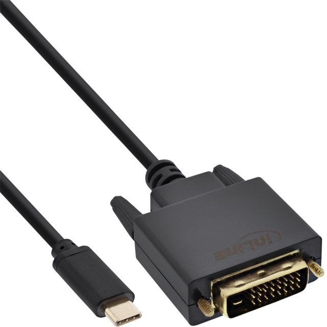 Kabel inLine USB-C DVI 24+1 3.1 1080P M/M 2 meter zwart afbeelding