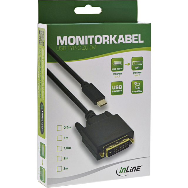 Kabel inLine USB-C DVI 24+1 3.1 1080P M/M 2 meter zwart — Foto 2 van 2