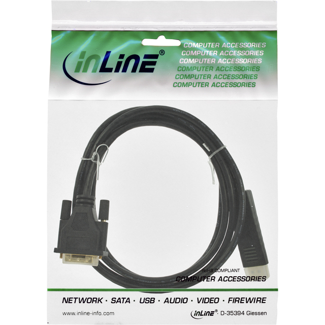 Kabel inLine Displayport DVI 24+1 M/M 2 meter zwart — Foto 2 van 2