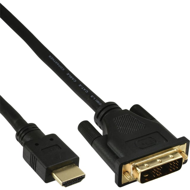 Kabel inLine HDMI DVI 18+1 pin M/M 2 meter zwart afbeelding