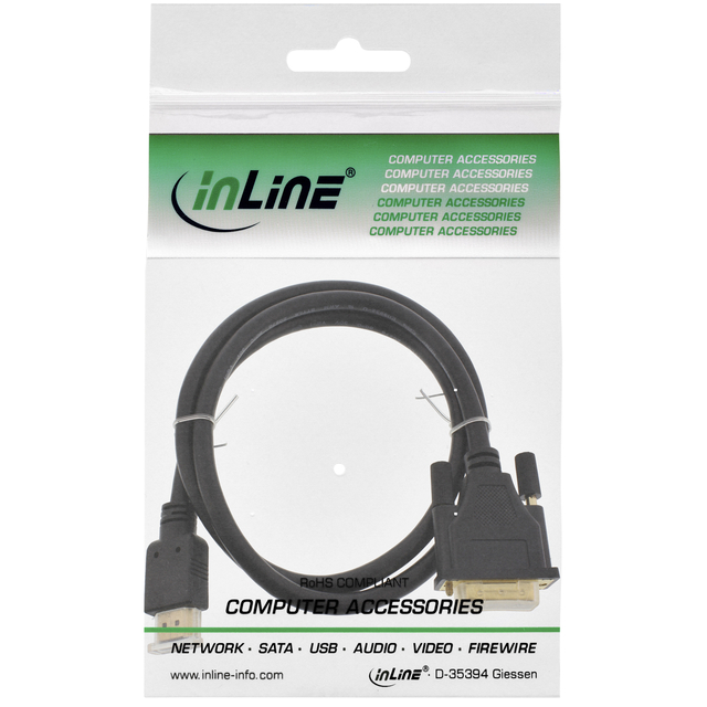 Kabel inLine HDMI DVI 18+1 pin M/M 2 meter zwart — Foto 2 van 2