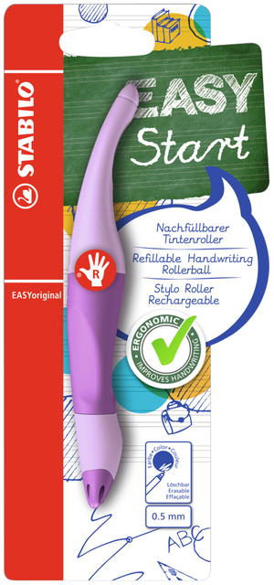 Rollerpen STABILO Easyoriginal rechtshandig medium pastel lila blush blister à 1 stuk afbeelding