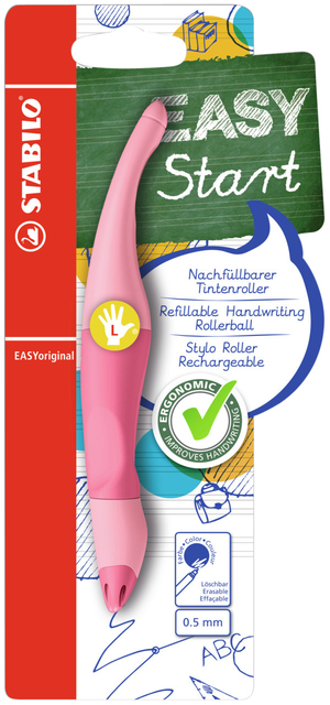 Rollerpen STABILO Easyoriginal links pastel medium roze blister
