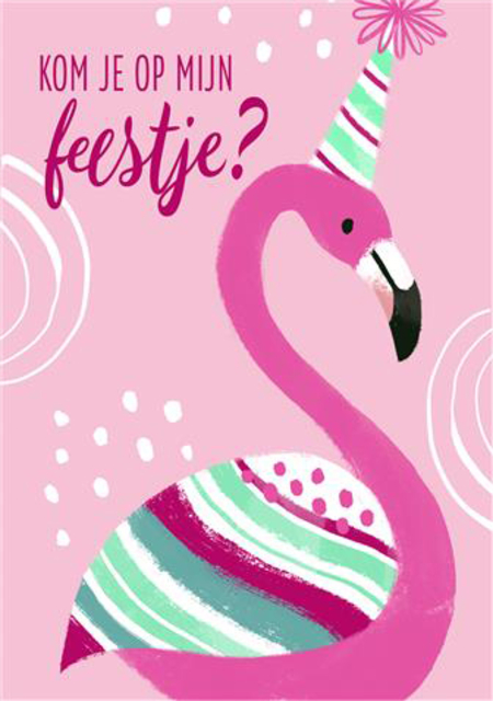 Wenskaart Hallmark uitnodiging flamingo pak à 5 stuks afbeelding