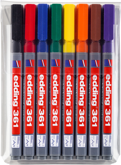 Whiteboardmarker edding 361 rond 1mm assorti set à 8 stuks afbeelding