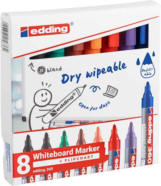 Whiteboardmarker edding 361 rond 1mm assorti 8 stuks afbeelding