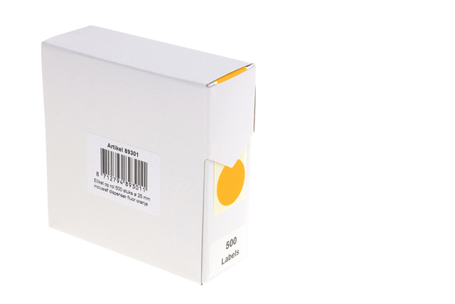 Etiket Rillprint 25mm op rol fluor oranje 500 stuks
