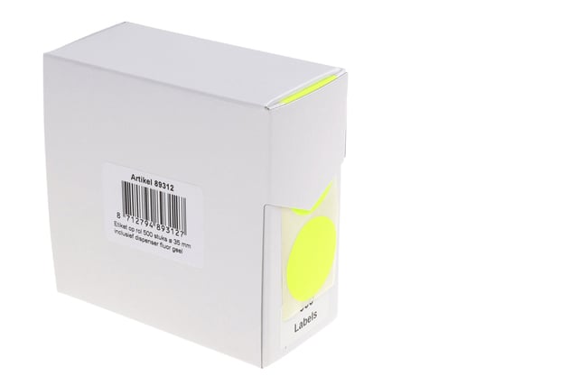 Etiket Rillprint 35mm 500st op rol fluor geel afbeelding