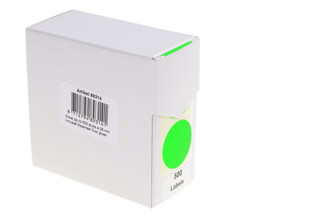 Etiket Rillprint 35mm 500st op rol fluor groen afbeelding