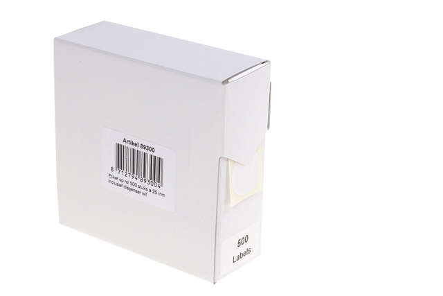 Etiket Rillprint 25mm 500st op rol wit afbeelding