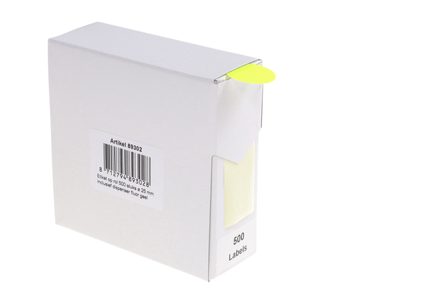 Etiket Rillprint 25mm op rol fluor geel 500 stuks — Foto 2 van 2